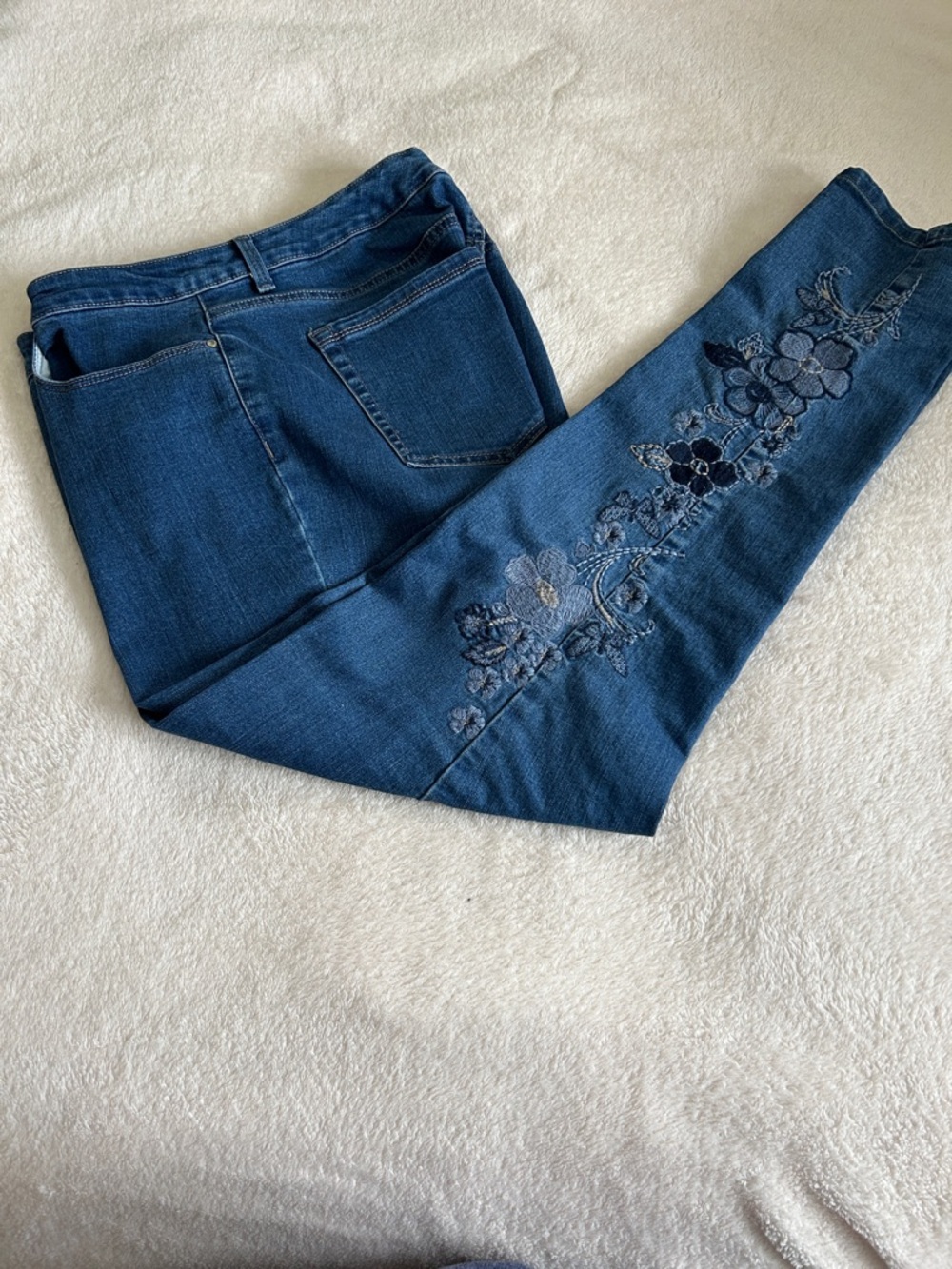 Charter Club Indigo Skinny Jeans with Side Floral Embroidery